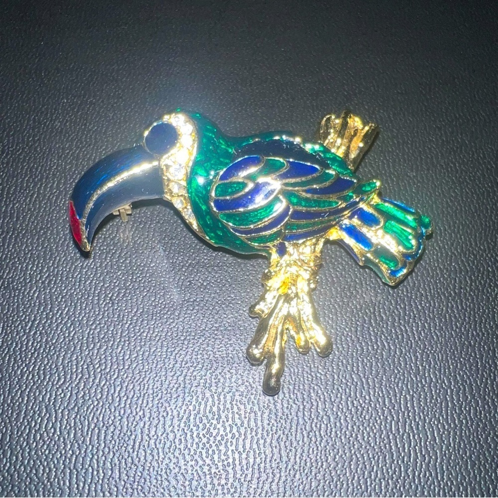 Vintage Colorful Bird Crystal Brooch - Picture 4 of 5